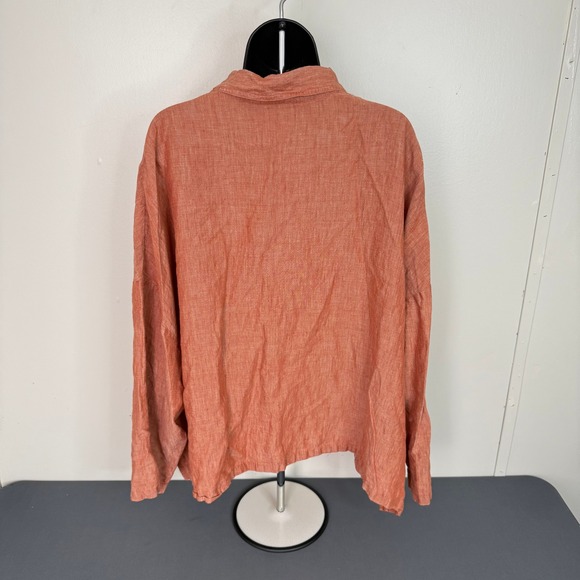 J. Jill Women's Linen Long Sleeve Button Front Classic Casual Top Orange Size XL - Picture 5 of 5